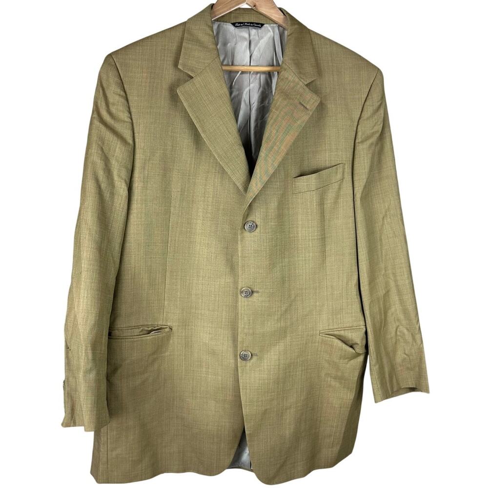 Jack Victor Collection 100% Wool Brown Blazer Men's 44L Small Holes See Pictures